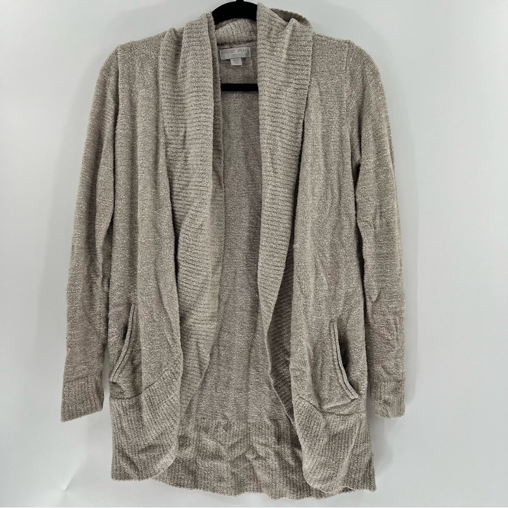 Barefoot Dreams CozyChic Lite Circle Cardigan XS/S Taupe Beige Open Front